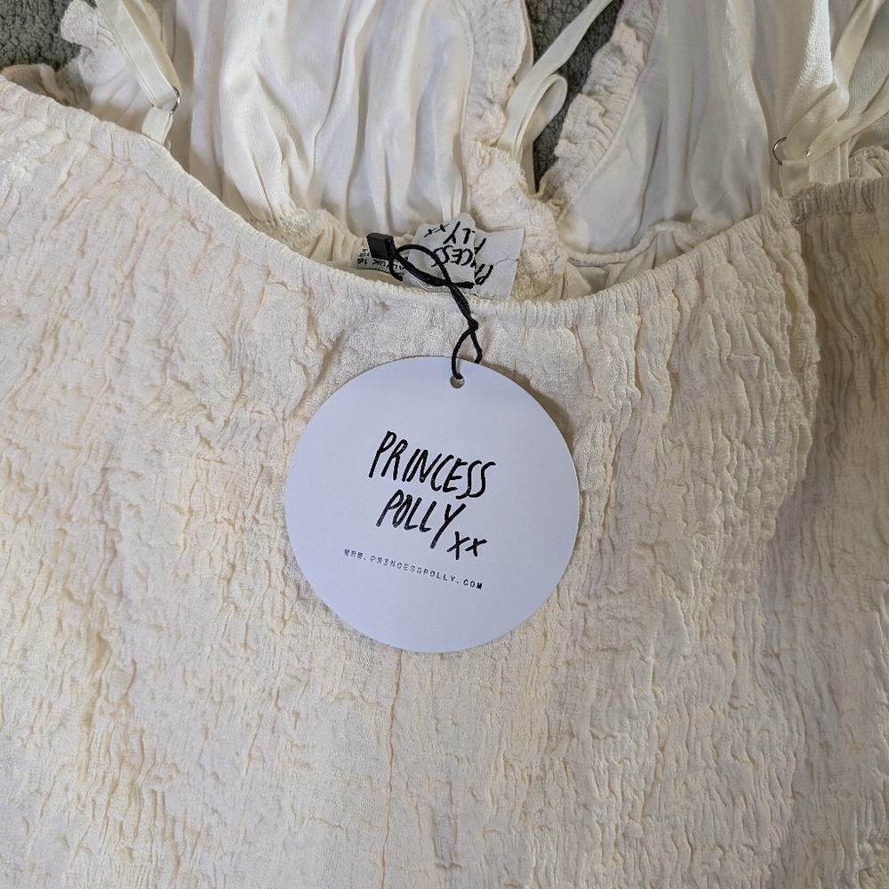 Princess Polly Kellan Romper Dress Cream Beige NWT Size 12 Festival Cottagecore - Picture 6 of 11